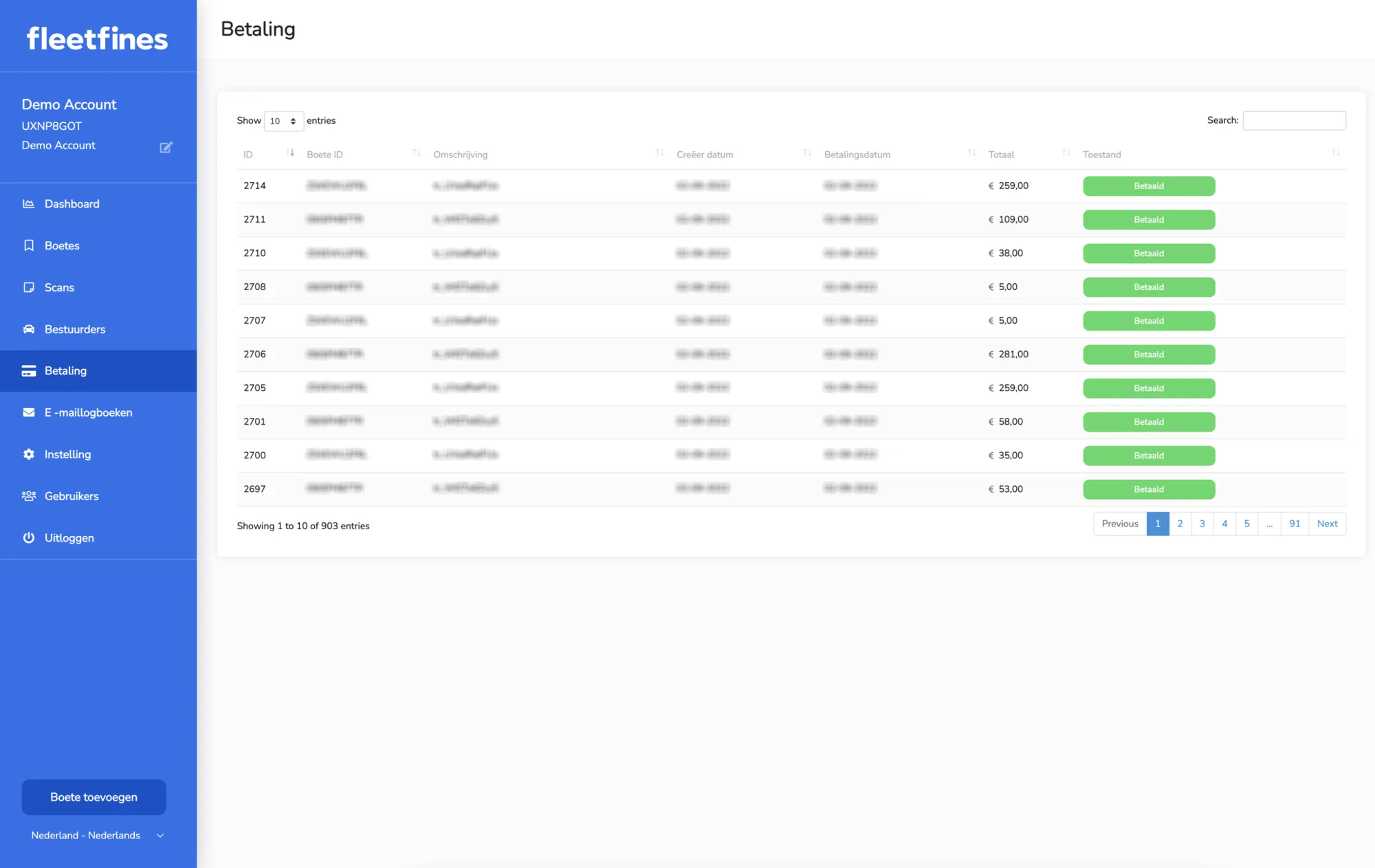 Payments in the fine system